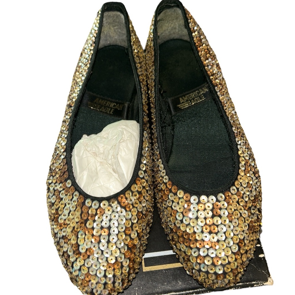 American Eagle Sequin Flats - Gold, Copper, Silver Y2K New Old Stock Vintage